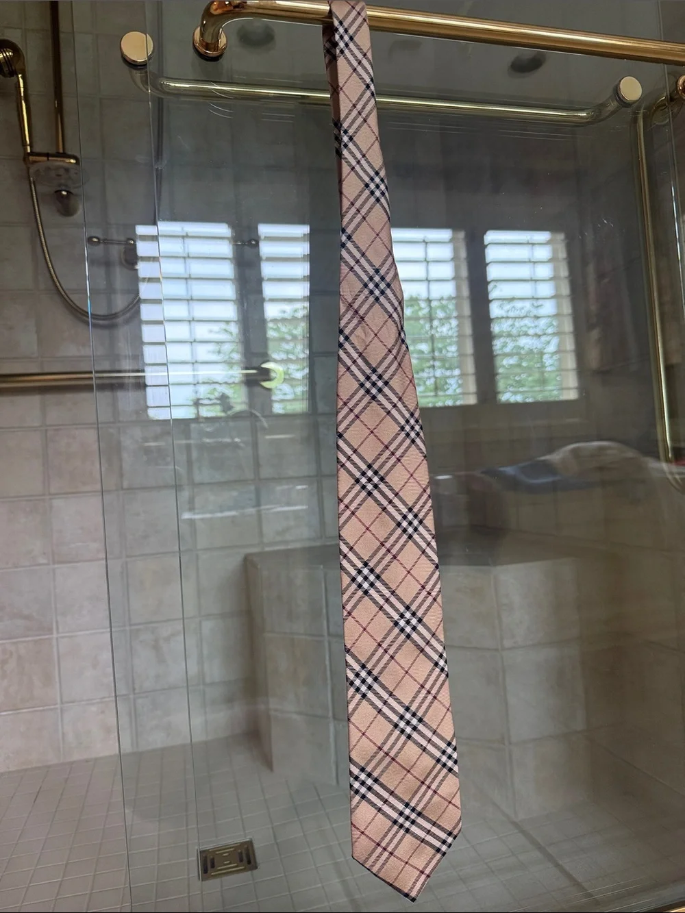 Burberry Classic Beige Plaid Men's Tie